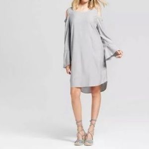 Merona Gray/white cold shoulder midi dress